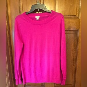 J. Crew Fuchsia merino wool blend lightweight sweater